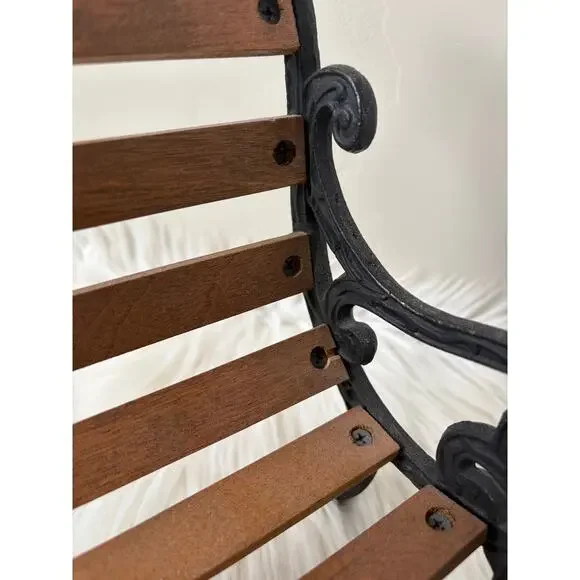 Vintage Miniature Cast Iron Frame w/ Wood Slats Doll/Bear Park Bench- 8.25" Tall - Picture 3 of 6